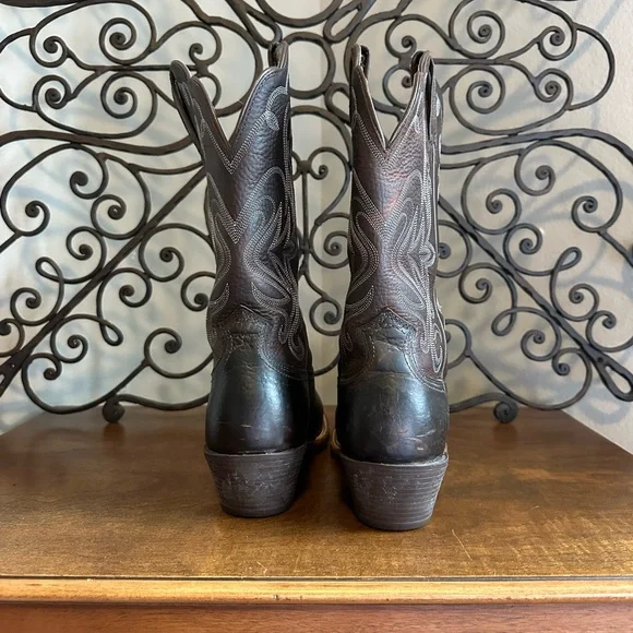 Women’s Brown Leather Western Cowboy Boots - Classic Embroidered Shaft - Picture 5 of 6